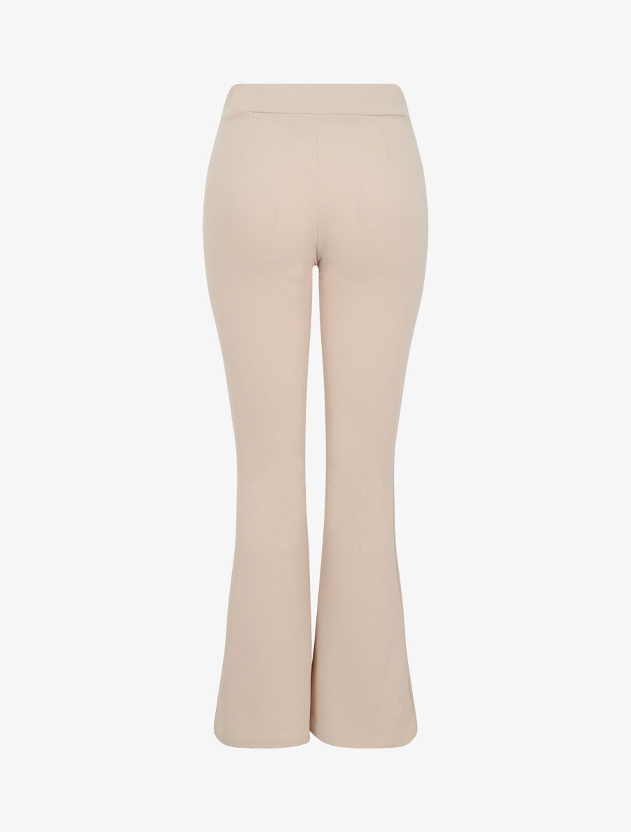 Pantalon flare extra long à boucle métallique - Beige - 2