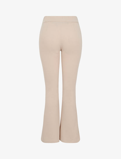 Pantalon flare extra long à boucle métallique - Beige - 2