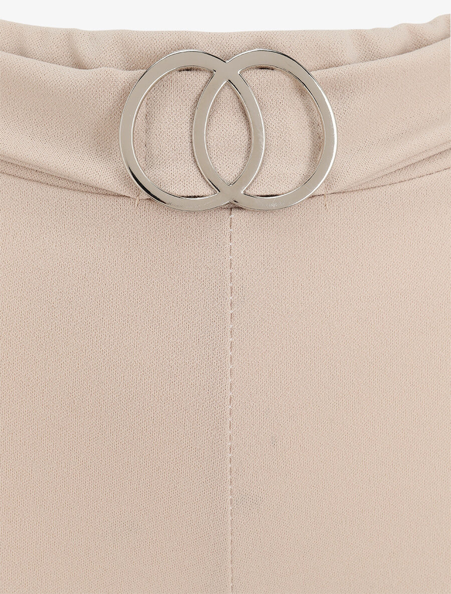 Pantalon flare extra long à boucle métallique - Beige - 3