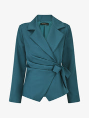 Blazer uni à nouer - Bleu canard - 1