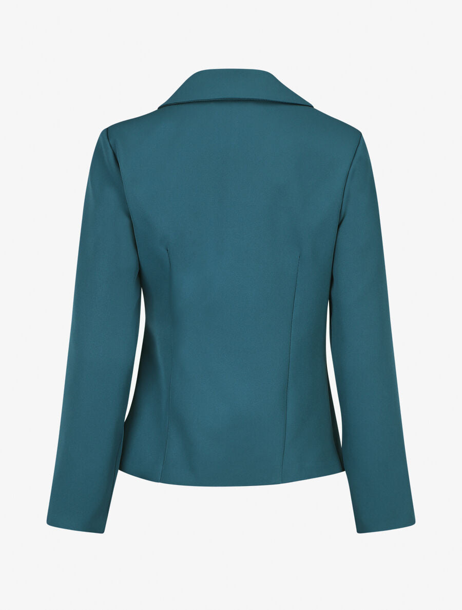 Blazer uni à nouer - Bleu canard - 2