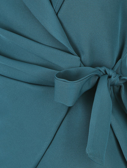 Blazer uni à nouer - Bleu canard - 3