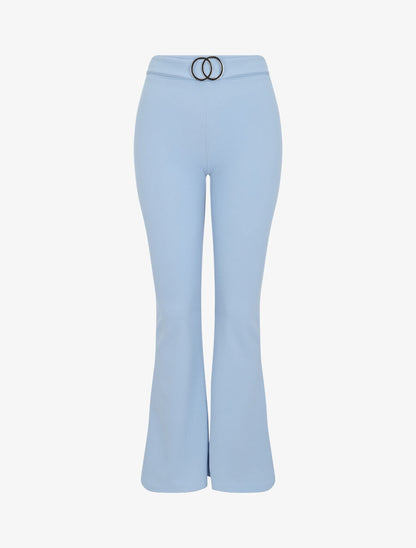 Pantalon flare extra long à boucle métallique - Bleu ciel - 1