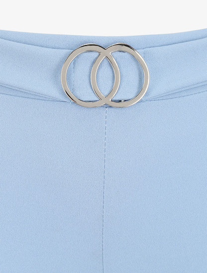 Pantalon flare extra long à boucle métallique - Bleu ciel - 3