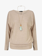 Pull fin à col rond - Beige - 4