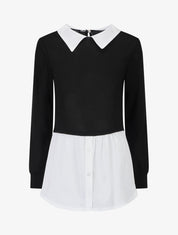 Pull à chemise superposée - Noir - 5