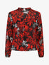 Blouse manches longues à col rond et imprimé floral - Noir/rouge - 5