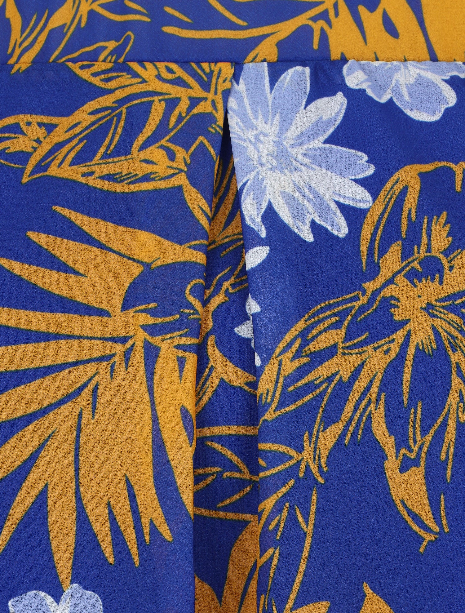 Blouse manches longues à col rond et imprimé floral - Bleu électrique/jaune - 3