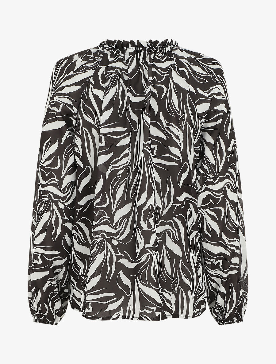 Blouse ample manches longues à imprimé fantaisie - Noir - 2