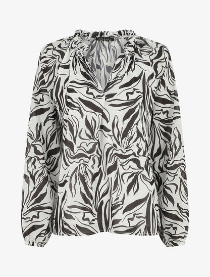 Blouse ample manches longues à imprimé fantaisie - Blanc - 1