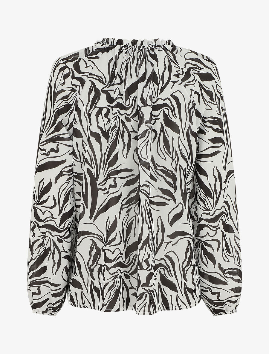 Blouse ample manches longues à imprimé fantaisie - Blanc - 2