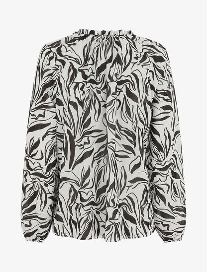 Blouse ample manches longues à imprimé fantaisie - Blanc - 2