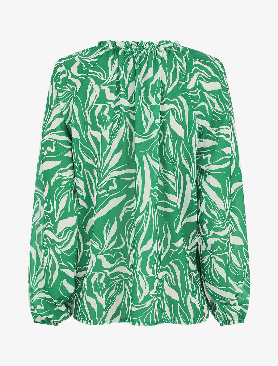 Blouse ample manches longues à imprimé fantaisie - Vert - 2