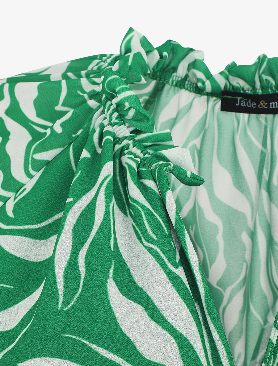 Blouse ample manches longues à imprimé fantaisie - Vert - 3