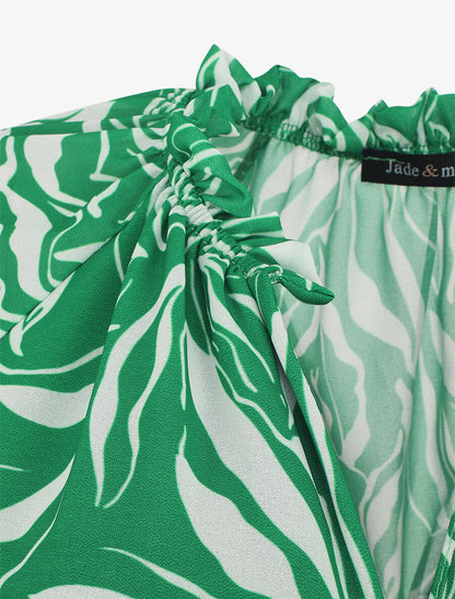 Blouse ample manches longues à imprimé fantaisie - Vert - 3
