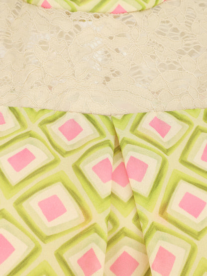 Top sans manches à épaules en dentelle imprimé graphique - Vert - 3