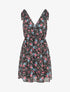 Robe courte fleurie sans manches col cache-coeur - Noir - 4