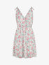 Robe courte fleurie sans manches col cache-coeur - Blanc - 1