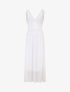 Robe longue unie plissée col cache-coeur - Blanc - 4