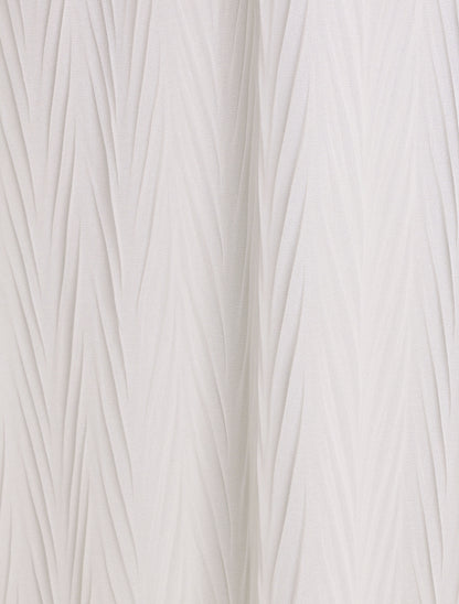 Robe longue unie plissée col cache-coeur - Blanc - 3