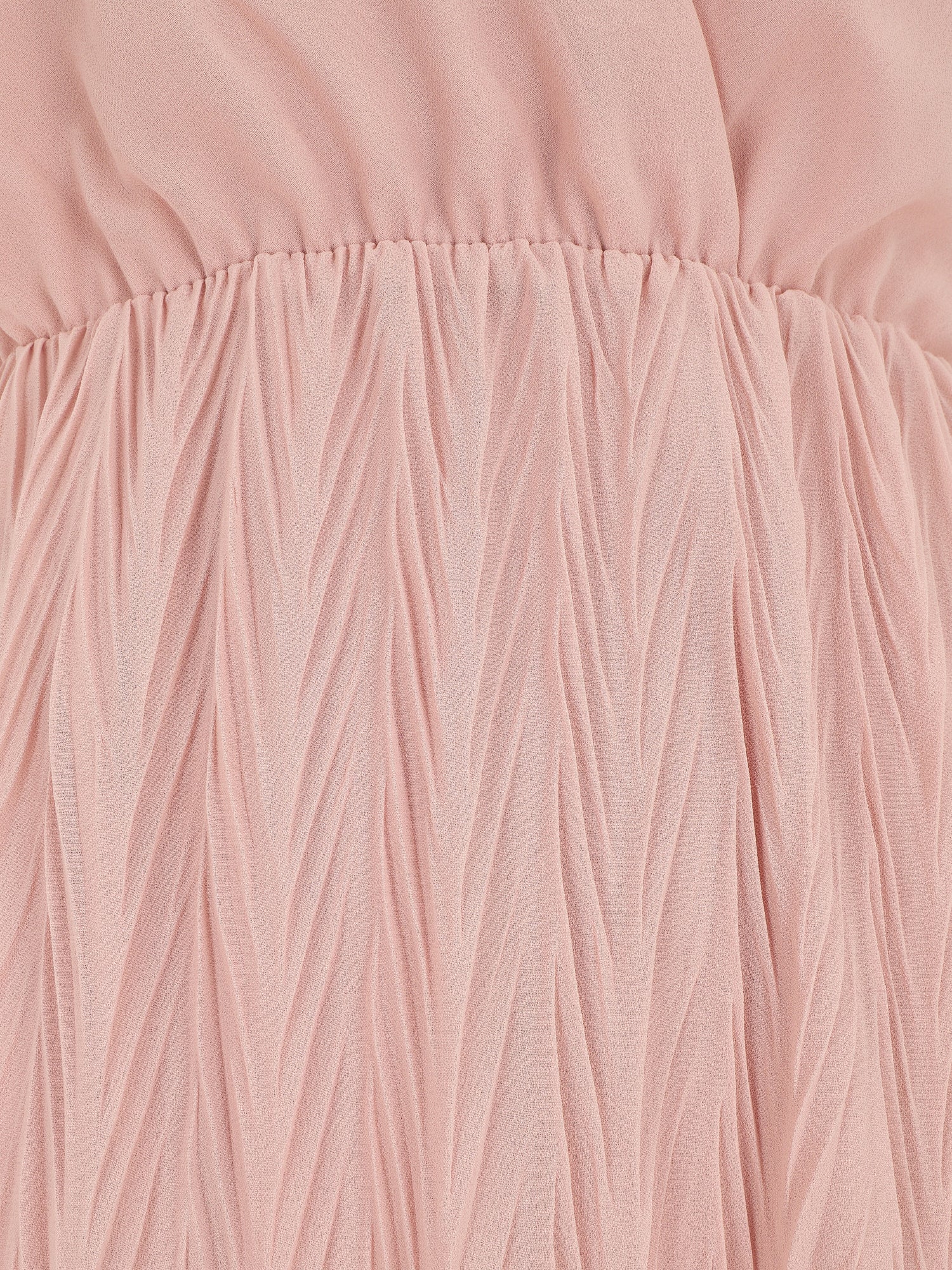 Robe longue unie plissée col cache-coeur - Rose - 3