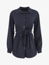 Chemise unie ceinturée oversize - Marine - 1