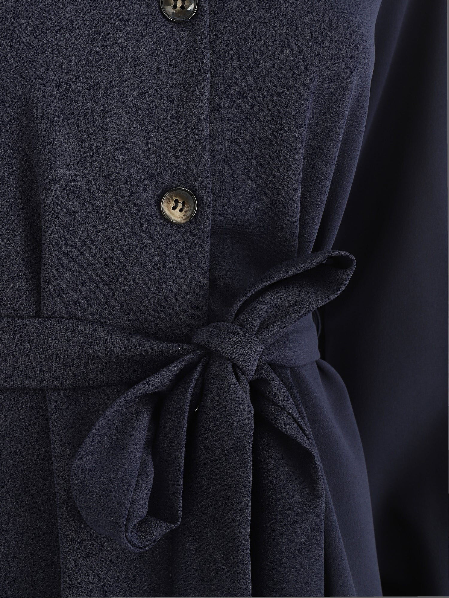 Chemise unie ceinturée oversize - Marine - 3