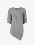 Pull fin asymétrique à manches retroussables - Gris - 1