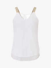 Top en voile à bretelles crochet - Blanc - 5
