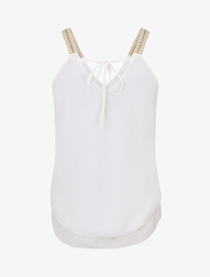 Top en voile à bretelles crochet - Blanc - 2