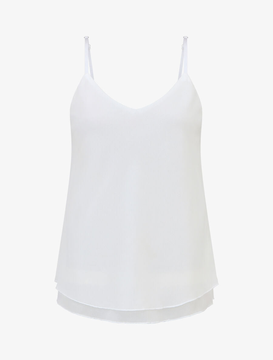 Caraco fluide uni col V - Blanc - 2