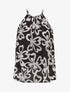 Top sans manches col américain imprimé grandes fleurs - Noir - 1