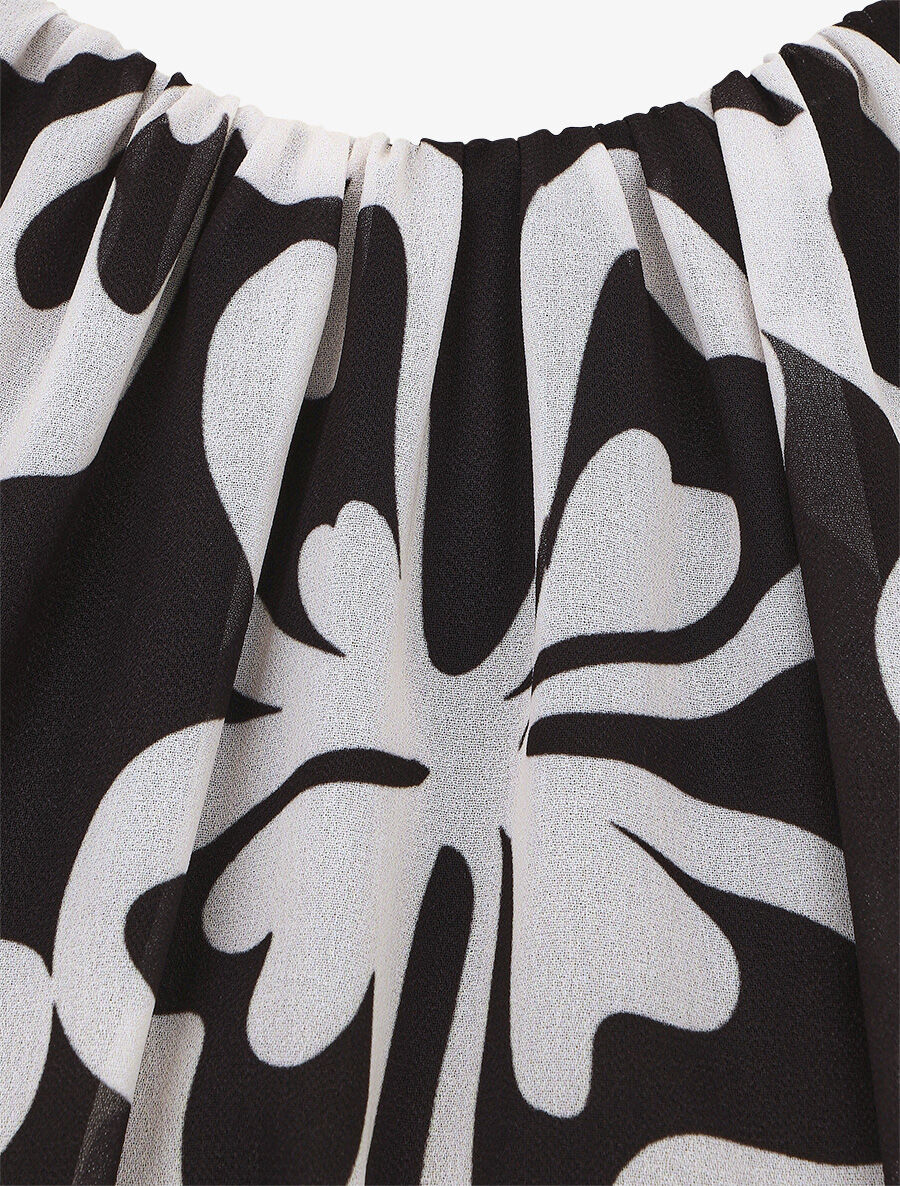 Top sans manches col américain imprimé grandes fleurs - Noir - 3
