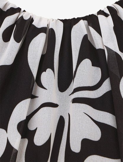 Top sans manches col américain imprimé grandes fleurs - Noir - 3