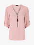 Pull fin à col V zippé - Rose - 5