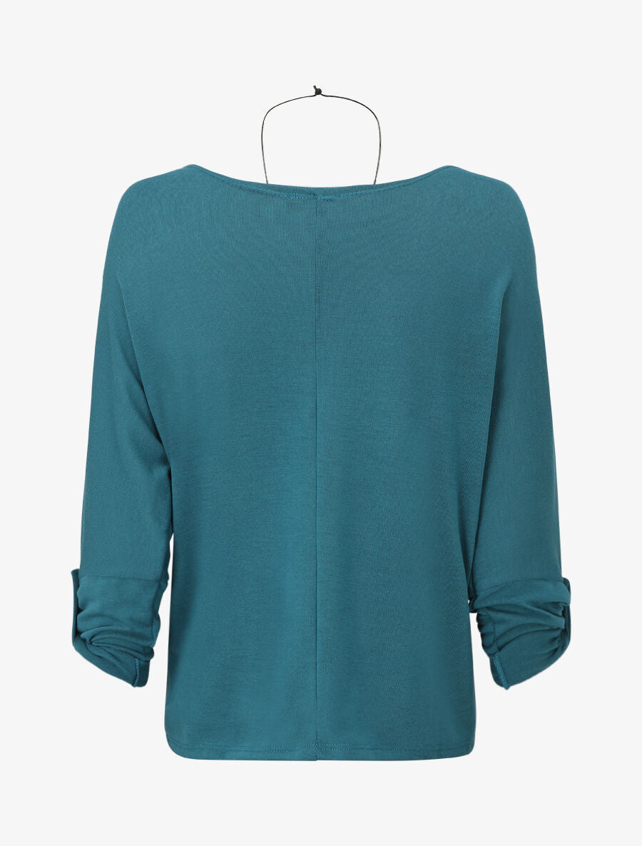Pull fin à manches retroussables - Bleu canard - 2
