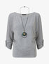 Pull fin à manches retroussables - Gris - 5