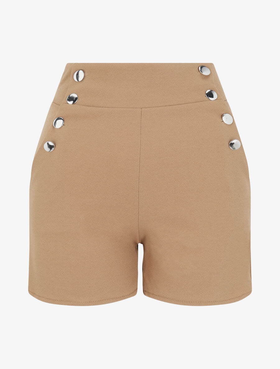 Short à pont taille empire - Camel - 1