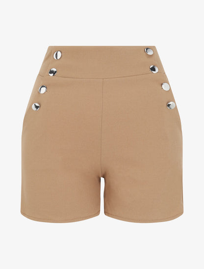 Short à pont taille empire - Camel - 1