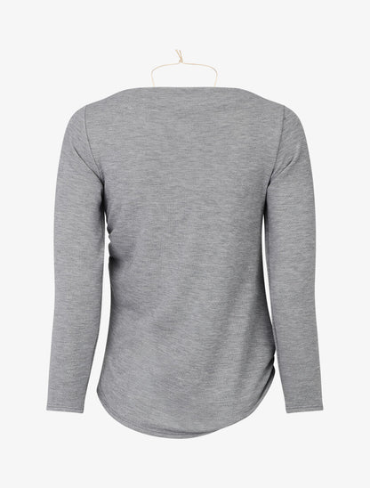 Pull fin asymétrique à col bateau - Gris - 2