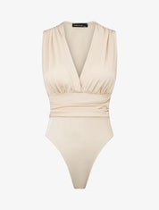 Body uni à col cache-coeur - Beige - 5