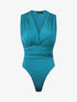 Body uni à col cache-coeur - Bleu canard - 1