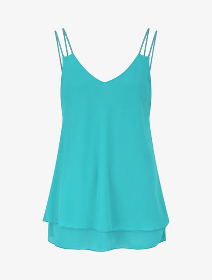Top uni en voiles superposés - Turquoise - 1