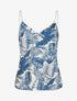 Caraco satiné imprimé feuilles - Bleu - 1