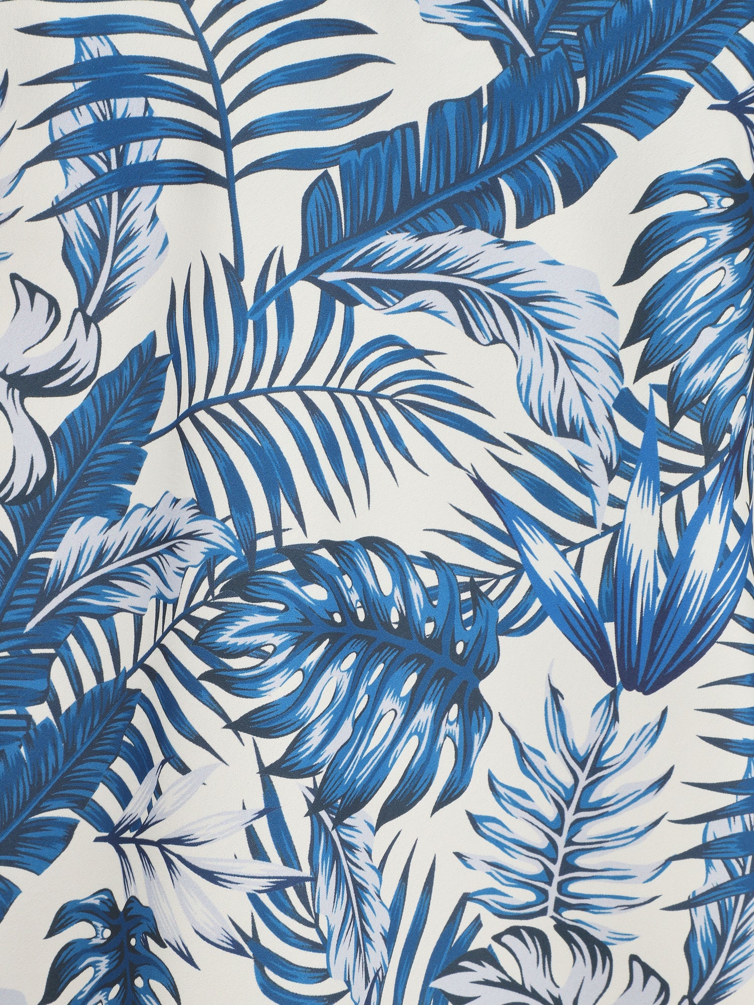 Caraco satiné imprimé feuilles - Bleu - 3
