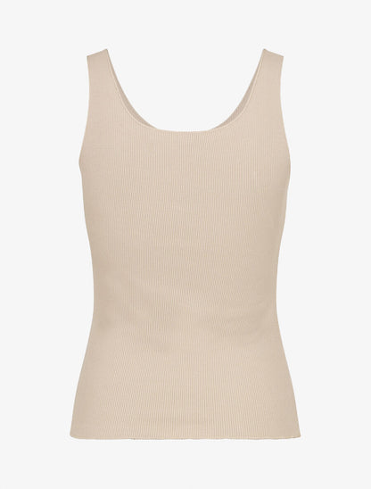 Débardeur côtelé coupe ajustée - Beige - 2