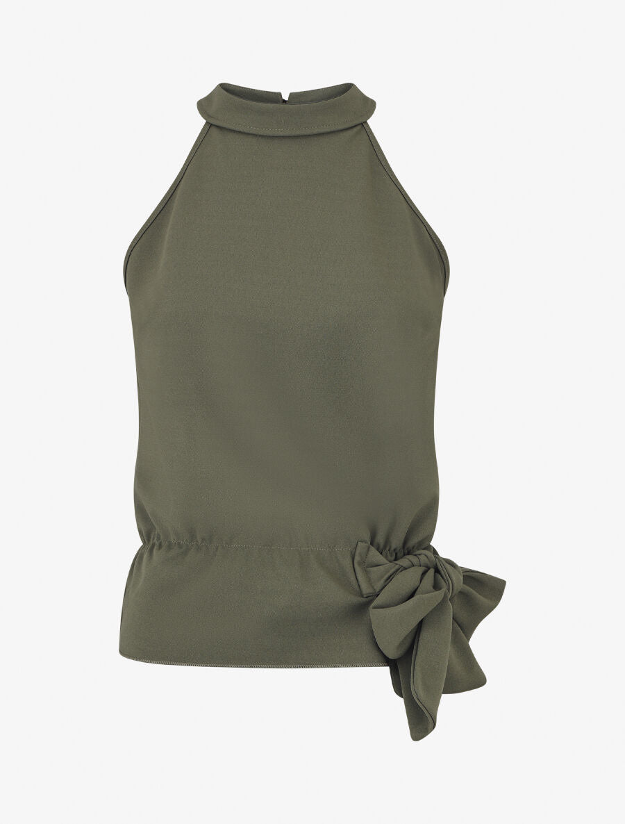 Top péplum à col américain - Kaki - 5