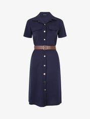 Robe chemise droite unie - Marine - 5