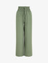 Pantalon uni ample taille haute élastiquée - Vert - 1