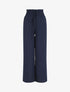 Pantalon uni ample taille haute élastiquée - Marine - 1